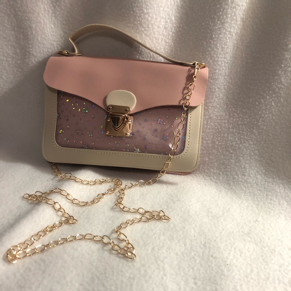 Soft pink starry mini purse